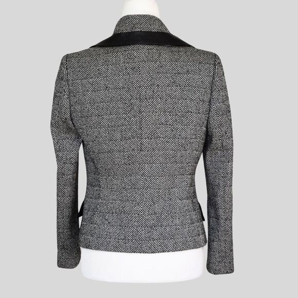 DANA BUCHMAN Women's Zip Up Wool With Leather Trim Blazer Size 4 - Picture 4 of 10